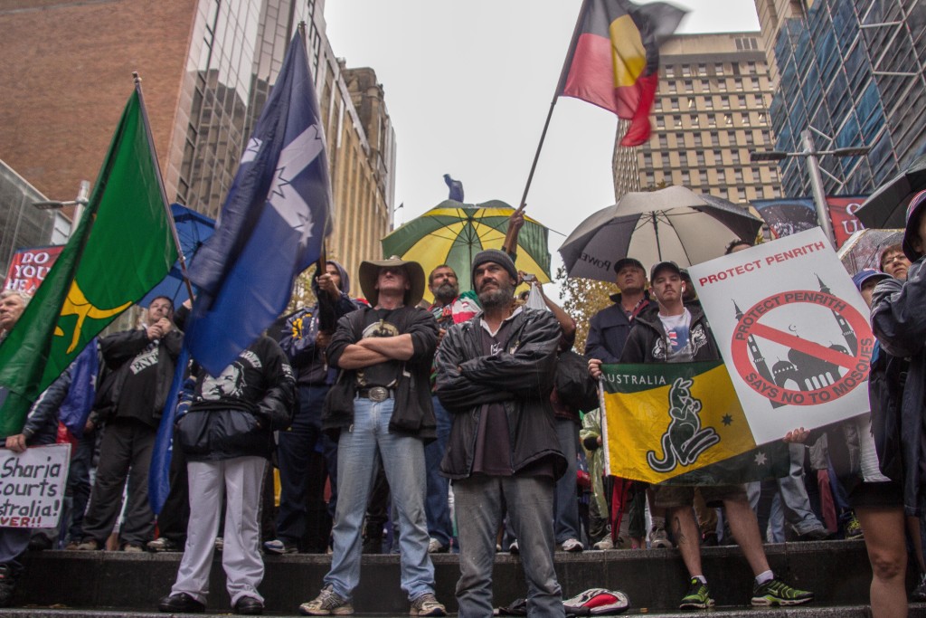 Protesters at a Reclaim Australia rally in Sydney in April 2015. Photo: Anthony Brewster, CC-BY-SA 2.0.